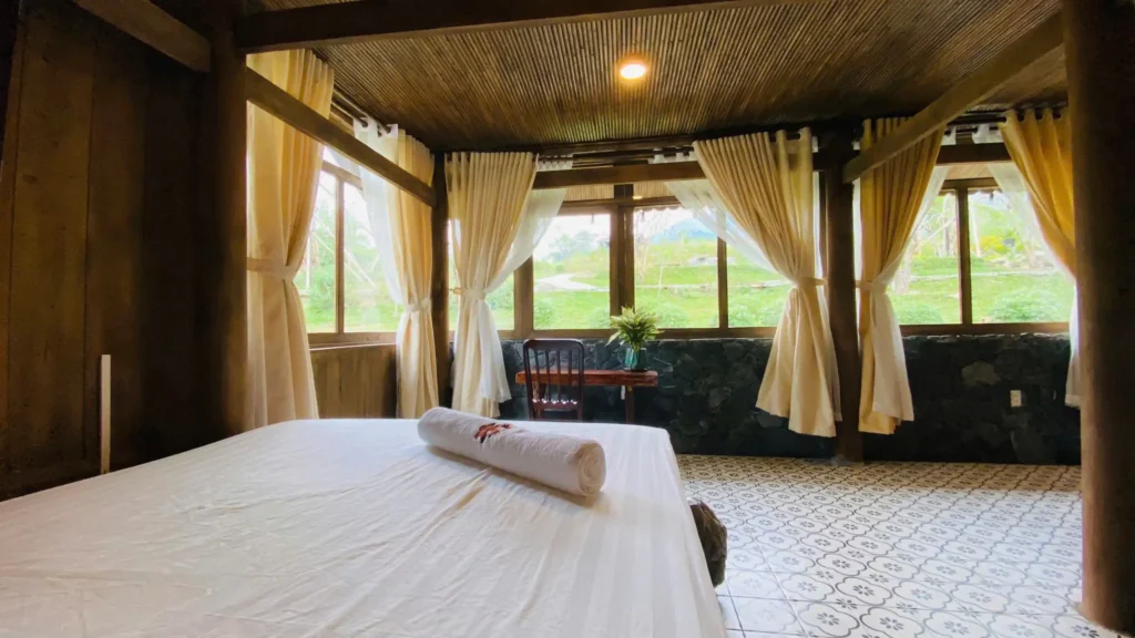 Traditional H'mong homestay near Quan Ba with rice terraces in Ha Giang