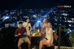 tourists of looptrails in coffee nui cam at night