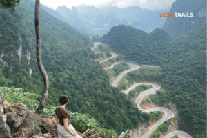 khau pha pass with 15 steps in cao bang with looptrails