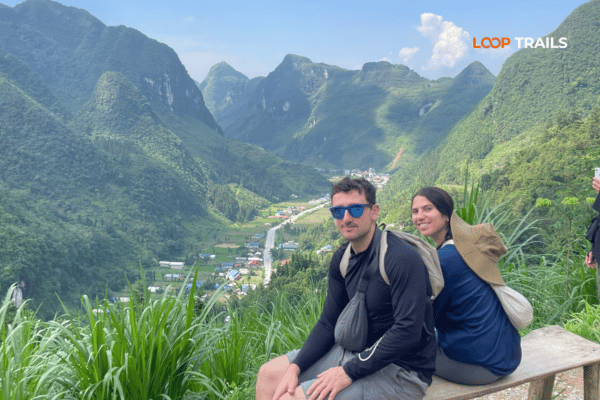 Couple at a Ma Pi Leng viewpoint on a Ha Giang Cao Bang trip for couples