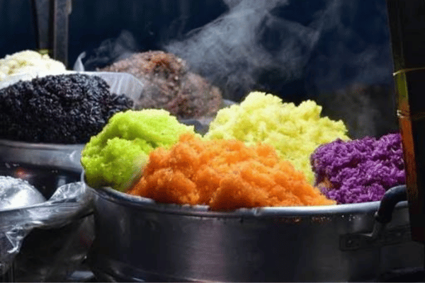 Five Color Sticky Rice xoi ngu sac at Ha Giang Sunday market