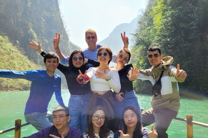 a group in nho que river with loop trails