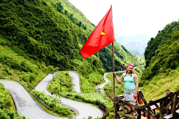 a women standing at tham ma pass