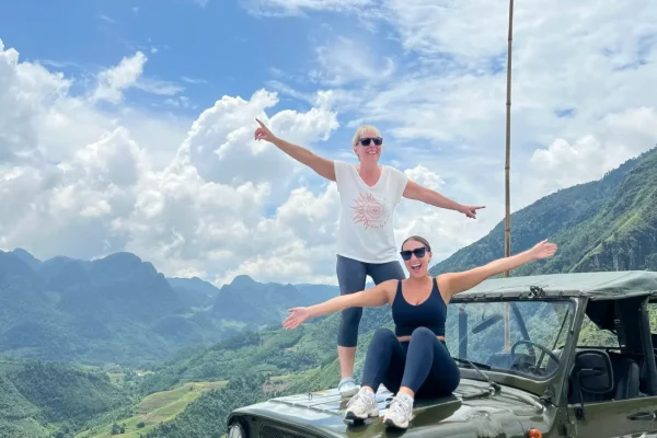 2 girls in a jeep with ha giang loop trails ha giang for non riders
