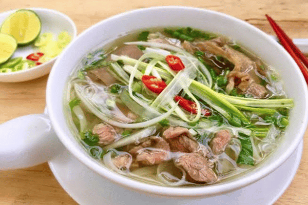 Pho bo breakfast in Hanoi before the Ha Giang Loop