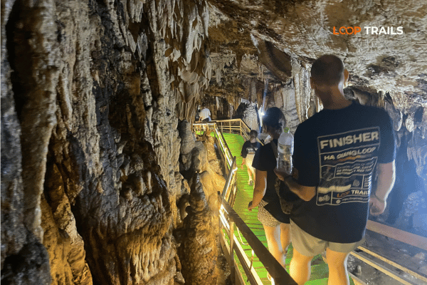 a family doing the ha giang loop with looptrails in lung khuy cave
