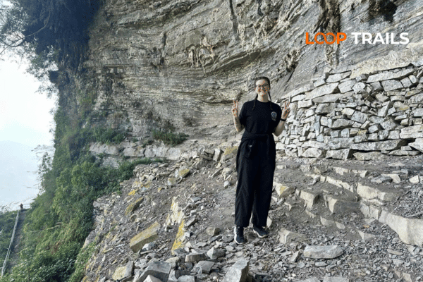 a girl standing at the rock Never Ridden a Motorbike