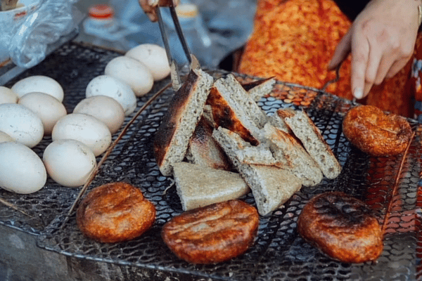 Traditional buckwheat cakes and products sold by H'mong families in Sung La Valley