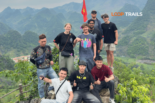 customers of looptrails in lung ho viewpoint vietnam ha giang loop