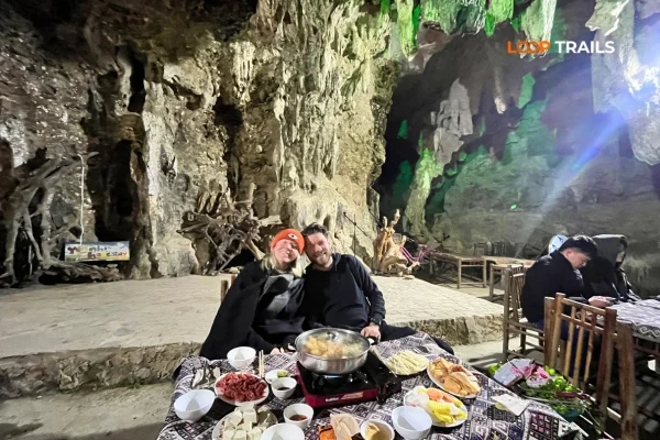 dinner in a cave in homestay in cao bang