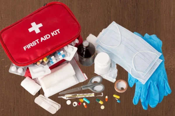 First aid kit contents packed for a Ha Giang Loop motorbike trip