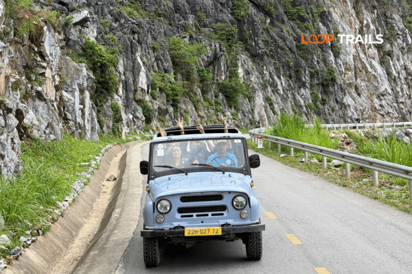 ha giang loop by a jeep in ma pi leng pass with looptrails
