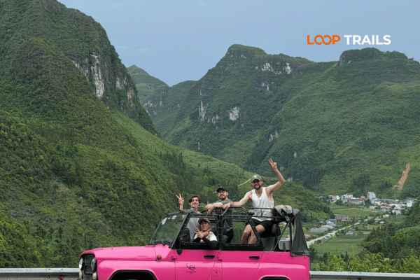 ha giang loop by a pink jeep with looptrails in chin khoanh pass