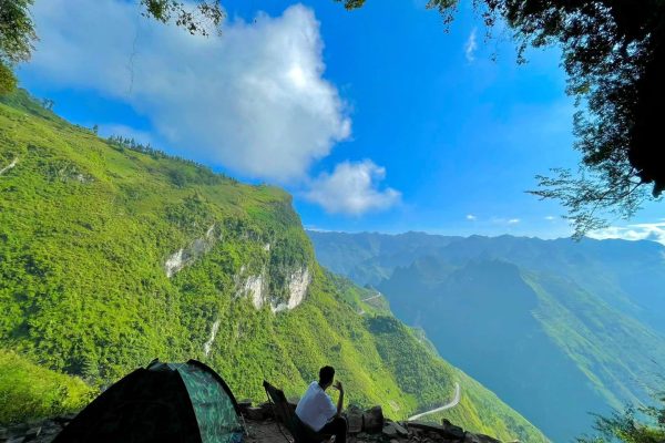Camping under a starry sky on the Ha Giang Loop in northern Vietnam