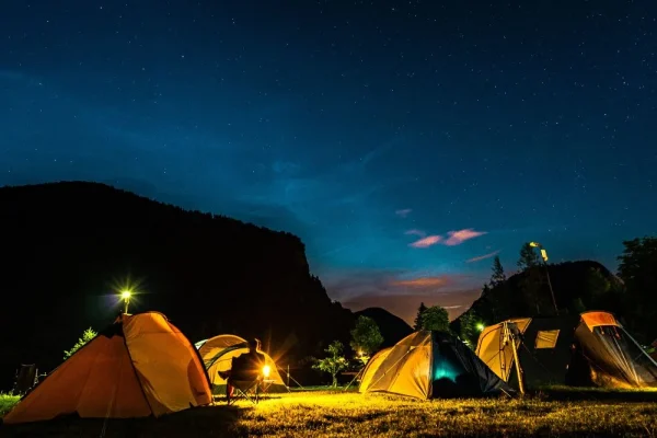 Camping gear and warm layers packed for cold nights on the Ha Giang Loop camping