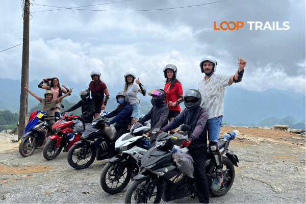 Trail to Du Gia Waterfall from parking area on Ha Giang Loop motorcycle route