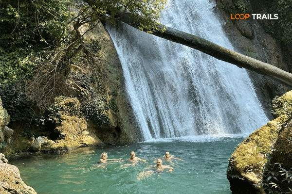 ha giang loop with loop trails in khau lan waterfall