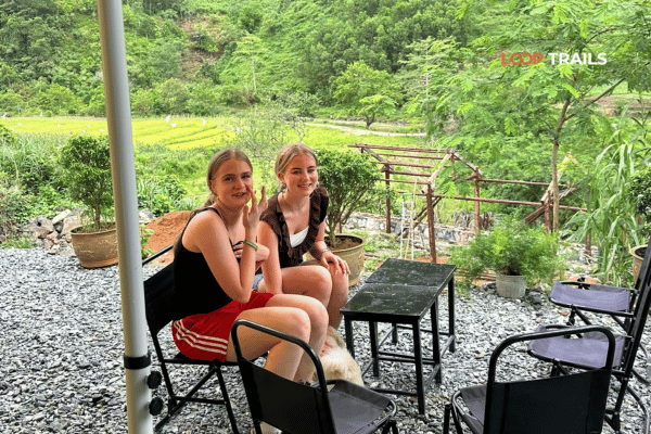ha giang loop with looptrails in a local coffee shop