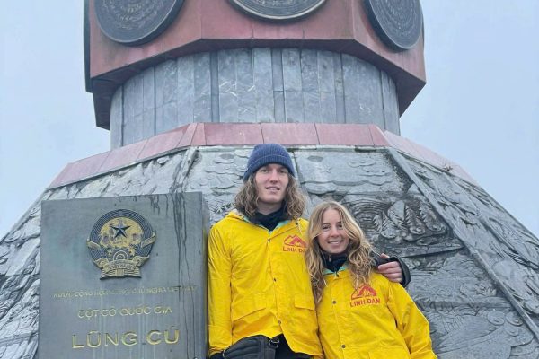a couple in lung cu flag tower