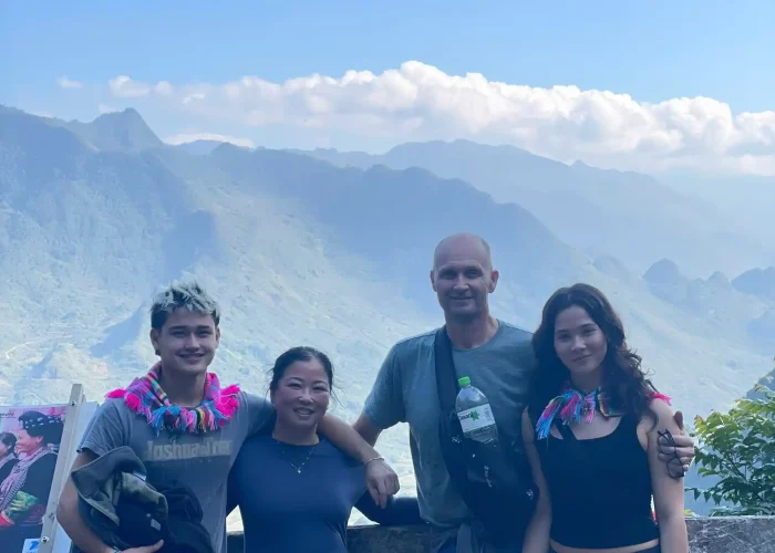 Ha Giang Loop tour group ready to start after bus arrival coordination