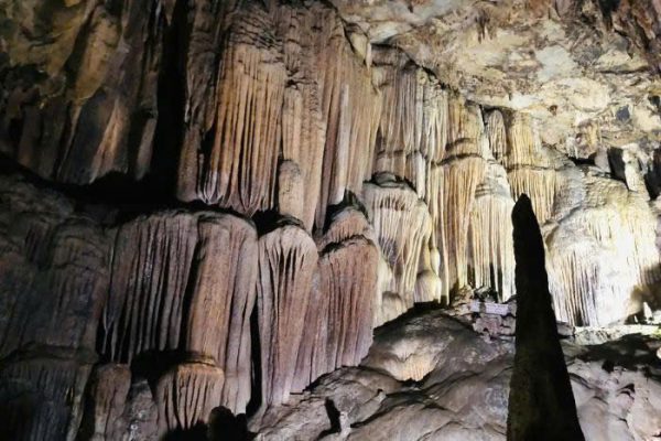 Large chamber inside Lung Khuy Cave Ha Giang, limestone karst cave Vietnam