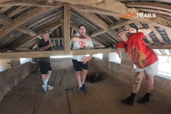 tourist on the top of local house