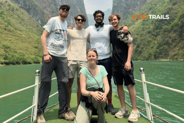 tourist of looptrails on nho que river boat trip