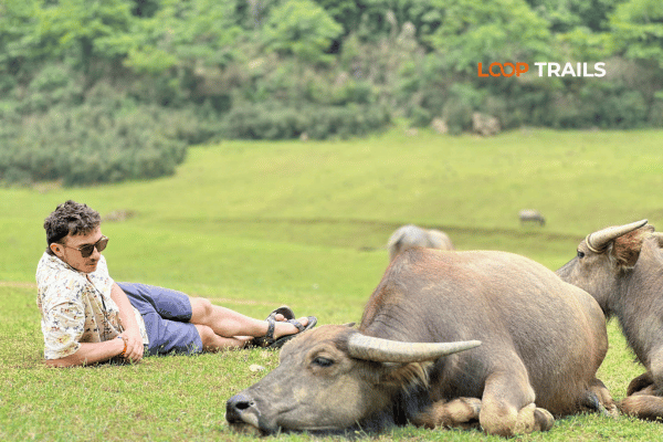 tourists of looptrails visit a farm in cao bang ha giang loop camping