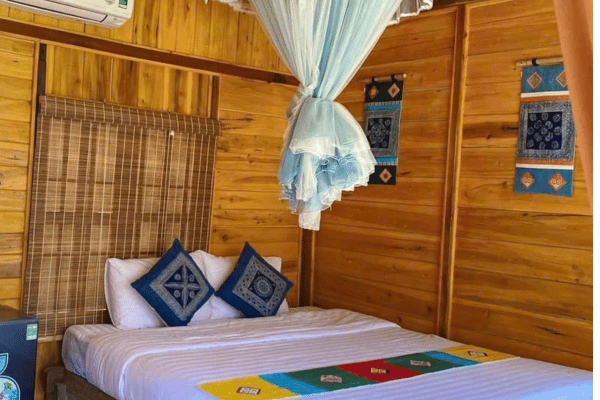 Homestay in Du Gia Village Ha Giang stilt house interior